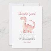 Carte de remerciements Baby shower fille Dinosaur  (Devant)