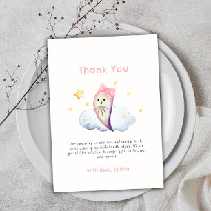 Carte De Remerciements Baby shower Fille Fantôme Petit Boo Rose