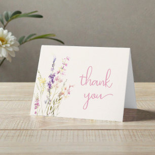 Carte De Remerciements Baby Shower Fille Fleur Sauvage Aquarelle