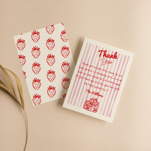 Carte De Remerciements Baby shower Fille Fraise Berry dessinée à la main