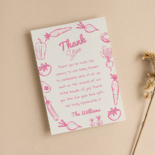 Carte De Remerciements Baby shower Fille Glissé Rose Localement Cultivé