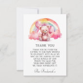 Carte de remerciements Baby shower fille ours en p (Devant)