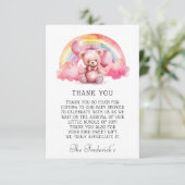 Carte de remerciements Baby shower fille ours en p (Debout devant)