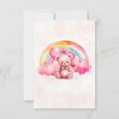 Carte de remerciements Baby shower fille ours en p (Dos)