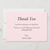 Carte de remerciements Baby shower fille rose (Devant)