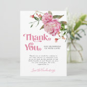 Carte De Remerciements Baby shower Fille Rose Aquarelle (Debout devant)