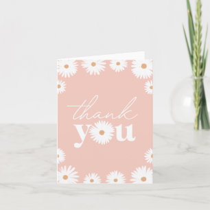 Carte De Remerciements Baby shower Fille Rose Boho Daisy Floral