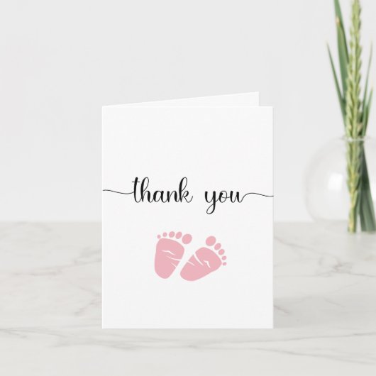Carte De Remerciements Baby shower fille rose simple (Devant)