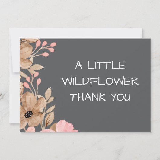 Carte De Remerciements Baby Shower Fille Rose Une Petite Fleur Sauvage (Devant)