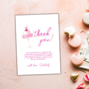 Carte De Remerciements Baby Shower Fille Rose Unique Champagne Cerise