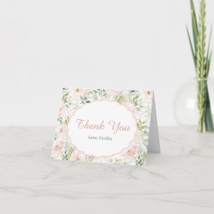 Carte De Remerciements Baby Shower Fille Ruban Rose Floral Vintage