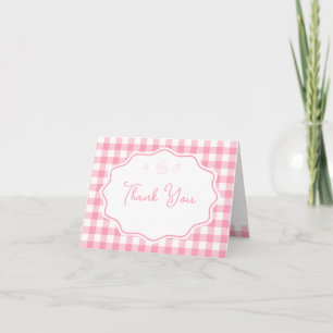 Carte De Remerciements Baby Shower Fille Vichy Rose Barbecue Baby-Q