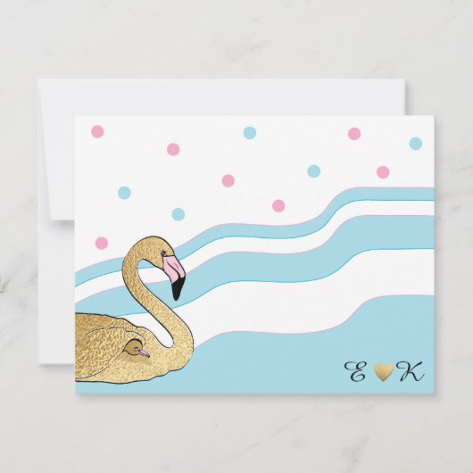 Carte de remerciements baby shower "Flamant rose m (Devant)