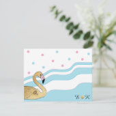 Carte de remerciements baby shower "Flamant rose m (Debout devant)