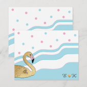 Carte de remerciements baby shower "Flamant rose m (Devant / Derrière)