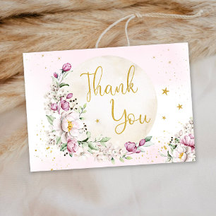 Carte De Remerciements Baby Shower Fleur de Lune Rose