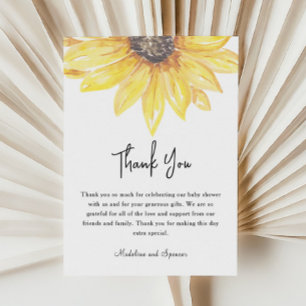 Carte De Remerciements Baby Shower Fleur Jaune Tournesol