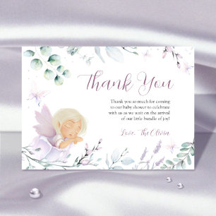 Carte de remerciements Baby shower Fleur papillon