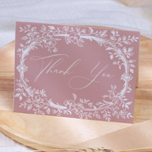 Carte De Remerciements Baby-Shower Fleur Rose Vintage Intemporel