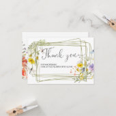 Carte de remerciements Baby shower fleur sauvage (Devant/Arrière en situation)