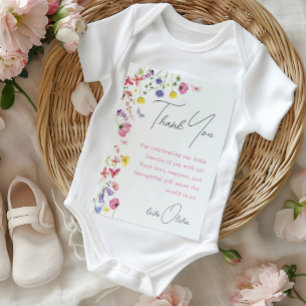 Carte de remerciements baby shower Fleur sauvage