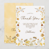 Carte de remerciements Baby shower Fleur sauvage (Devant / Derrière)