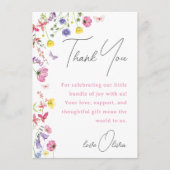Carte de remerciements baby shower | Fleur sauvage (Devant)