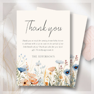 Carte De Remerciements Baby shower fleur sauvage Boho