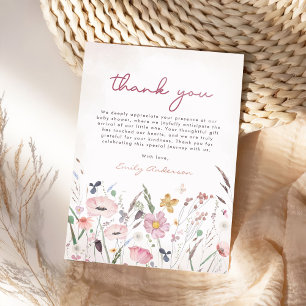 Carte De Remerciements Baby shower Fleur sauvage Boho