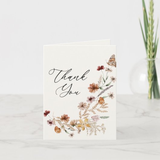 Carte De Remerciements Baby shower Fleur sauvage Boho Fall (Devant)