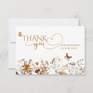 Carte De Remerciements Baby shower Fleur sauvage d'aquarelle de chute en 
