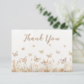 Carte De Remerciements Baby shower Fleur sauvage de papillon d'aquarelle (Debout devant)