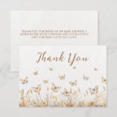Carte De Remerciements Baby shower Fleur sauvage de papillon d'aquarelle (Devant / Derrière)