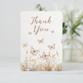Carte De Remerciements Baby shower Fleur sauvage de papillon d'aquarelle (Debout devant)