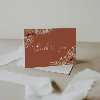 Carte De Remerciements Baby shower Fleur sauvage minuscule en terre cuite
