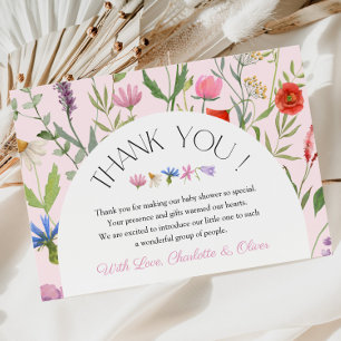 Carte de remerciements Baby shower fleur sauvage r
