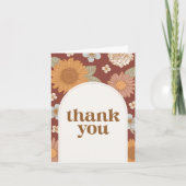 Carte De Remerciements Baby shower Fleur sauvage rétro (Devant)