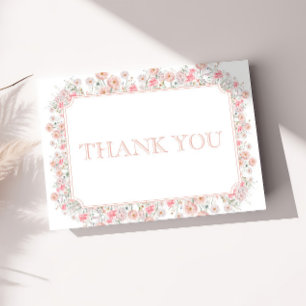 Carte De Remerciements Baby Shower Fleur Sauvage Rose Estival
