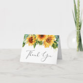 Carte De Remerciements Baby Shower Fleurs de Tournesol Eucalyptus Aquarel (Devant)