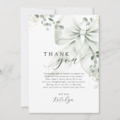 Carte De Remerciements Baby Shower Fleurs et Ruban Vert (Devant)