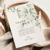 Carte De Remerciements Baby Shower Fleurs et Ruban Vert