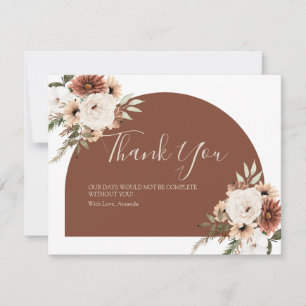 Carte De Remerciements Baby Shower Floral Blanc Terracota Bohème Arche