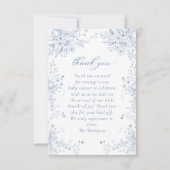 Carte De Remerciements Baby shower Floral bleu (Devant)