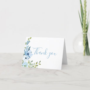Carte De Remerciements Baby shower Floral Bleu