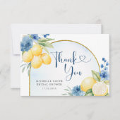 Carte De Remerciements Baby shower floral bleu Citron Main Squeeze (Devant)