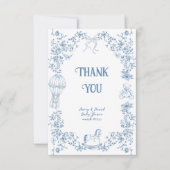 Carte De Remerciements Baby shower floral bleu foncé (Devant)