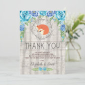 Carte De Remerciements Baby shower floral bleu rustique de garçon de (Debout devant)