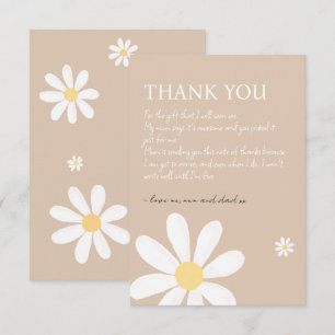 Carte De Remerciements Baby shower Floral Boho Daisy