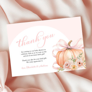 Carte De Remerciements Baby shower Floral Citrouille Bow