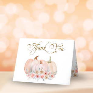 Carte De Remerciements Baby shower Floral Citrouille doux